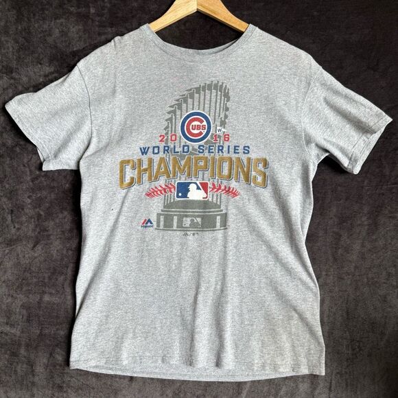 Cubs 2016 World Series Tee Gray MLB Fan Collector Shirt M - Picture 1 of 13
